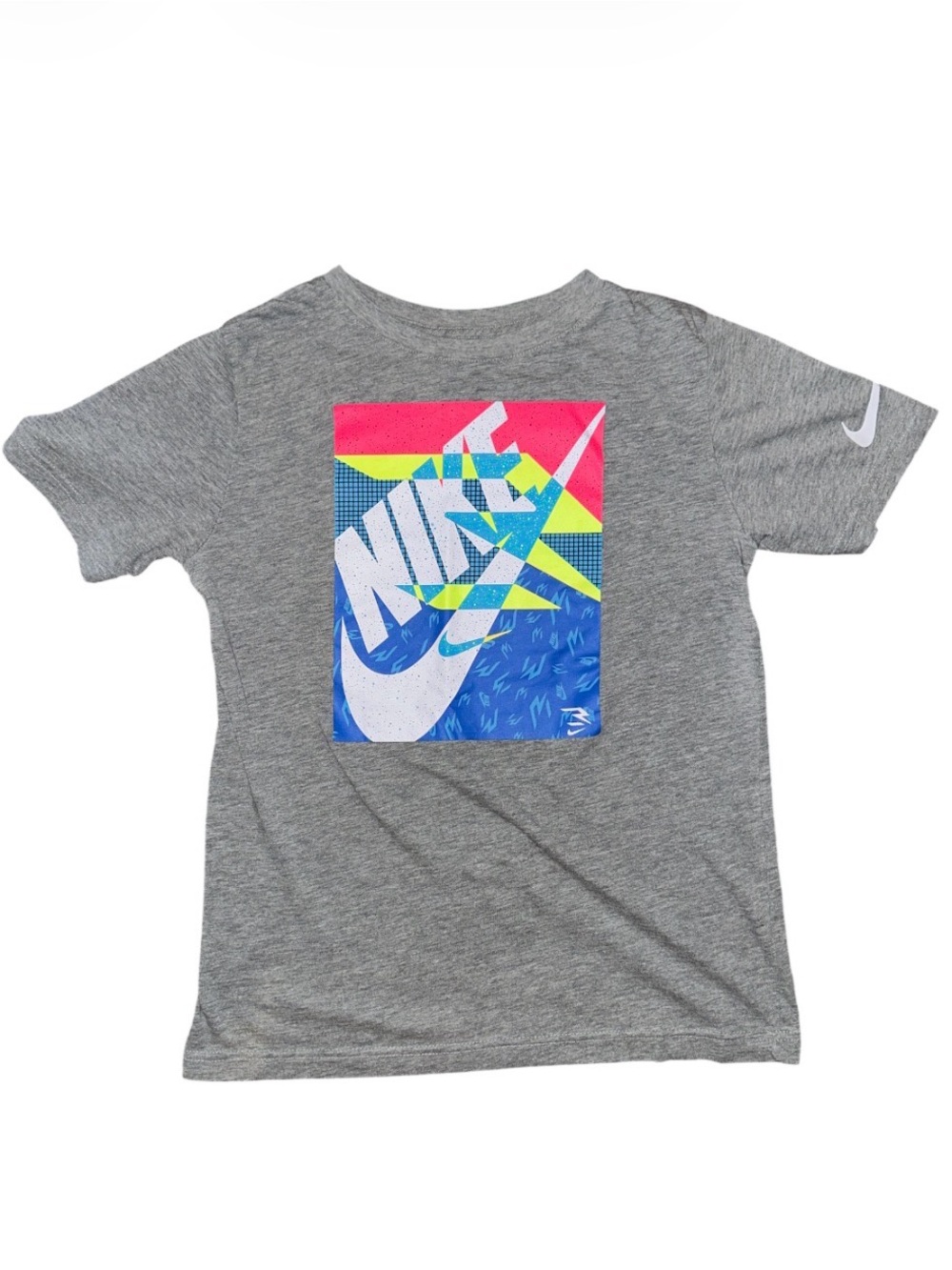 Nike Gray Short-Sleeve Tee with Neon Graphic sz 12-13